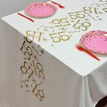 1pc Gold Foil Number Birthday Table Runner, 6/16/20/25/35/45/55/65/75/85 Years Old Birthday Party Decoration, Anniversary Retirement Party Supplies, Birthday Celebration, Father's Day, Mother's Day - Gold - View 22