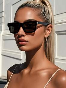 1pc Fashionable Oversized Black Fashion Glasses For Men And Women, Stylish Beach Accessory - Black - View 6