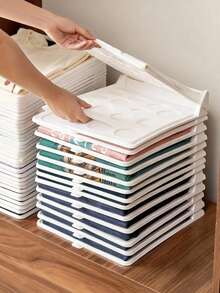 Hộp đựng quần áo xếp chồng 100 món - Hộp nhựa đựng áo sơ mi và áo phông di động, tiết kiệm không gian, nhỏ gọn cho tủ quần áo và tủ đựng đồ, lý tưởng để sắp xếp đồ đạc trong nhà vào mùa thu và mùa đông - Nhiều màu - Xem 4