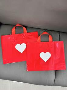10pcs Valentine's Day Red Heart Shaped Gift Bags, Tote Bags, Shopping Bags, Foldable Reusable Portable Handbags, Gift Packaging Bags For Lovers, Suitable For Valentine's Day, Parties, Weddings, Birthdays, Mother's Day And Other Occasions - Multicolor - View 4