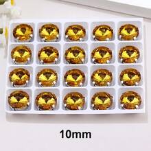 Rivoli Round Shape, 6mm,8mm,10mm,12mm,14mm,16mm,18mm, Glass Multi Colors Fancy Ellipse Shiny Handmade Sliver Metal Claw Base, Sewing Crystal Hand Sewn Rhinestone Decoration Beads Flat Back With Holes Gems DIY Accessories Sew On Stones Strass For Decorating Clothes, Dress, Bags, Shoes, Brooches, Earrings, Handicrafts - Golden - View 20