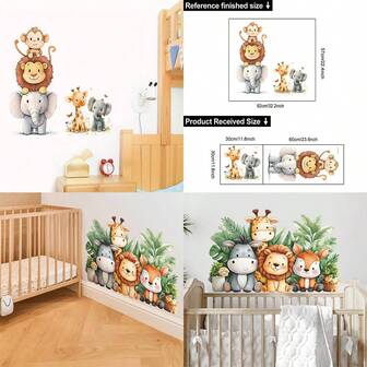 Animal & Plant Themed Wall Stickers, Self-Adhesive Decals For Bedroom, Living Room, Entryway Home Decor