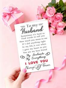 浪漫情人节贺卡，送给丈夫、男友、男士的甜蜜周年纪念卡 | 专属他的生日贺卡 | 完美的情人节礼物 - 1张 - 彩色 - 查看 9