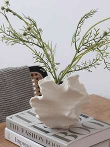 1pc Fan-Shaped Vase, Resin Sandstone Texture Vase, Suitable For Home Decor And Living Room Tabletop Decoration - Multicolor - View 10