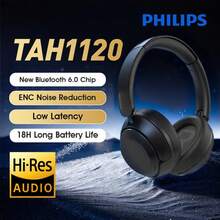 Philips Over-Ear Sports Headphones - Wireless Bluetooth, Active Noise Cancellation, Hi-Fi Music, Long Battery Life, TAH1120 - Black - View 1