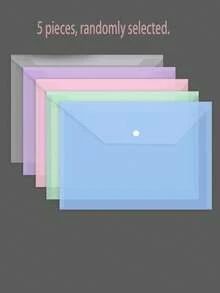 10/5/1pc A4 Plastic File Bag - Thickened File Bag, Transparent Snap Data Student File Storage Bag, A4 File Bag, Pp Transparent Plastic Snap File Bag, Plastic File Bag, Macaron Color Waterproof Data Bag, Office Folder | Fashionable File Storage | Waterproof PP Material Suitable For Students And Office Use