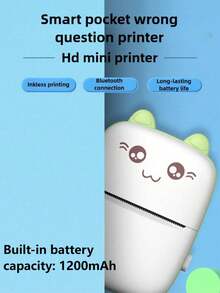 1pc Mini Portable Thermal Printer, Cute Cat Design, USB Chargeable, Supports Photo & Label Printing, Includes USB Cable & Ink-Free Kit, Ideal For Travel & Home Use, Photo Printing | USB Chargeable Printer