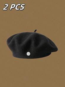 Boina versátil (1 unidade), boina octogonal vintage macia, respirável e elástica, boina feminina leve, outono/inverno, chapéu artístico de pintor, cor sólida com detalhes florais. - Multicolorido - Ver 67