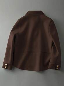 欧美时尚简约大码女装翻领单排扣高质感短款外套休闲纯色长袖复古气质宽松时尚上衣淑女秋装大码