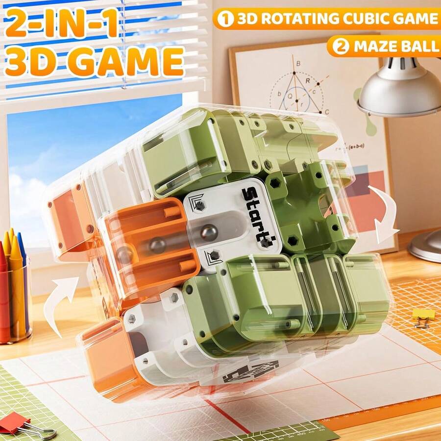 3D Cube Puzzle For Kids 5-8 8-12, Color-Match Game, Education Sensory Toys Birthday Gift For Kids Adults 5 6 7 8 9+ Years Old Boys - 珊瑚橙 - 查看 1