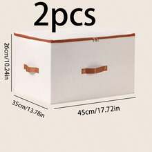 2pcs/1pc Dustproof Storage Box With Lid Large Capacity Foldable Clothes Storage Box Double Thickness Moisture-Proof Storage Box, Under-Bed Storage - Beige - View 14