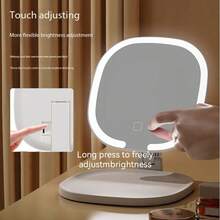 Rechargeable LED Travel Makeup Mirror, 3-Color Lighting, Dimmable Touch Screen, Multi-Angle Adjustable, Foldable Portable Vanity Mirror With Makeup Tool And Lipstick Tray, USB Charging, Creative Valentine's Day/Christmas Gift For Women - Various - View 8