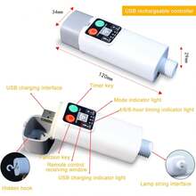 Cadena de luces con pilas, 10 m, 100 ledes, carga USB, con mando a distancia y temporizador, resistente al agua, para interior y exterior, fiesta, boda, Navidad, decoración (blanco cálido) - 1 - Ver 2