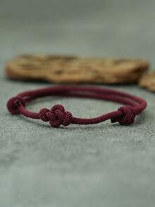 1条幸运手工编织心形结红色绳手链，男女皆宜，可作礼物 - 3mm手繩 - 查看 7