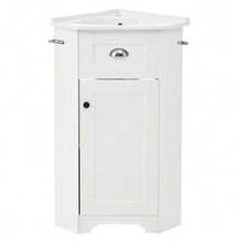 Space-Saving Bathroom Furniture, Freestanding Model With Single Basin, Waterproof MDF Structure, Ceramic Basin, Metal Handle, Melamine Non-Lacquered Surface, Bathroom Storage Unit, White. - White - View 1