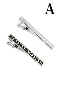 男士领带夹两件套，适用于普通领带、婚礼、商务场合，包含黑色和银色两种颜色，用途广泛，适合作为教师节礼物、朋友礼物、父亲节礼物或男士礼物。 - 黑+銀 - 查看 16