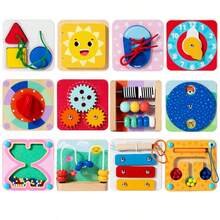 Wooden Busy Module Magnetic Fridge Game For Children's Cognitive Hand-Eye Coordination Training Puzzle Toy Decoration Christmas Gift; - Multicolor - View 9