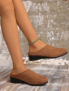 Women's Casual Versatile Commuting Simple Wedge Loafers - Brown - View 3
