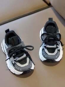 1 Pair Kids' Fashion Versatile Casual Non-Slip Classic Hook And Loop Sports Shoes - Black - View 5