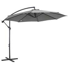 Outsunny Crank Parasol With Steel Frame And Polyester Canopy, Grey, Ø 2.95 X 2.45 M, For Garden, Terrace, Balcony