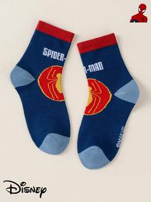 Marvel 5/10 Pairs Spider-Man Themed Kids Socks, Featuring Superhero Prints, Breathable & Soft For Casual Everyday Wear - Brown - View 4