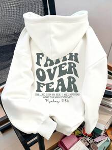 秋冬女款字母图案长袖连帽卫衣，休闲宽松多功能度假风上衣，适合时尚秋季女装日常穿着