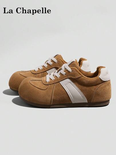La Chapelle Women's Casual Shoes, 1 Pair, Autumn/Winter Soft Sole Warm Casual Shoes, Warm Sports Skate Shoes, Low-Top Outdoor Flat Shoes, Commuter Shoes, Women's Round Toe Low Heel Solid Color Elegant Soft Sole Shoes, Suitable For Students, Graduation Photos, Flat Shoes, Women's Low-Top Microfiber Warm Shoes