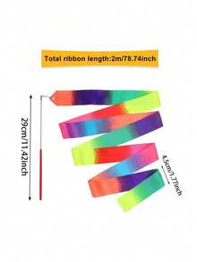 1pc Gymnastics Ribbon Dance Sticks,Beach Outdoor Party Magic Wand Ribbon Gift, Shiny Colorful Gradient Artistic Rhythmic Dance Silk Ribbon , Rhythmic Dance Ribbon Gymnastics Ribbon Gift Streamer Baton Twirling Rod, Artistic Gymnastics Ballet Twirling Streamer Perfect For Artistic Dance Gymnastics, Performance