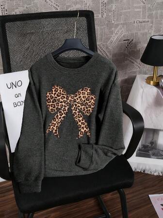 Ladies Casual, Fashionable, Elegant Imitation Sweater, Suitable For Parties, Comfortable Family Gatherings, Daily Wear, Cartoon Bow Pattern Print, Soft And Comfortable Fabric, Autumn And Winter Clothing, Coats, Design Tops