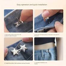 1/4/8 Pair Of Small Star Waist Buckles, Detachable No-Sew Jeans Waist Buckles - Waist Reduction Tool - Seamless Waist Adjustment - Easily Improve Waistline - 1對銀色 - 查看 7