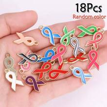 10pcs Alloy Love Ribbon Enamel Pendant Breast Cancer Mark Awareness Charms For Diy Jewelry Making Mobile Phone Case Decor Accessories - Multicolor - View 16