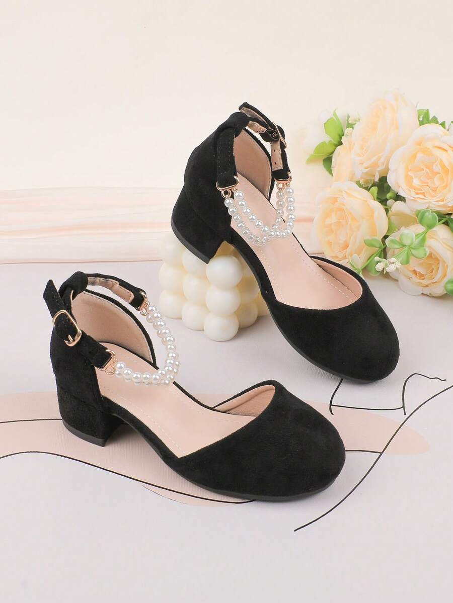 Wedding Party Evening Vacation Sweet Cute Flower Girl Girls' Shoes Suitable For Big Medium Small Girls Children Shoes Baby Shoes Classic Comfortable Versatile Little Shoes Girls Fashion Black Pearl Four Seasons Holiday Elegant High Heel Chunky Heel Shoes Formal Dress Performance Shoes Dance Mary Jane Princess Shoes Hollow Shoes