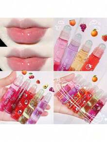 6pc Roll On Lip Gloss Set Moisturizing Lip Oil, No-Sticky Lip Gloss Lip Balm, Fruit Flavoured Lip Oil For Dry Lips - 多色 - 查看 4