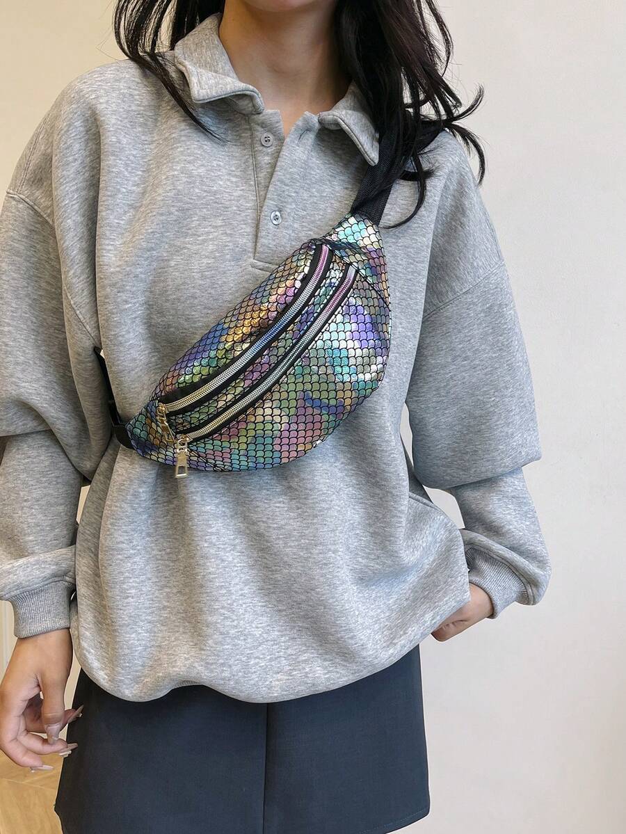 Túi đeo hông/túi đeo vai/túi đeo chéo họa tiết vảy cá thường ngày dành cho nữ - Nhiều màu - Xem 1