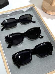 6/5/4/3/2pcs Black Plastic Geometric Full Frame Classic Men's And Women's Fashion Glasses Combination , Suitable For All Face Shapes Holiday Gifts Carnival Parties Outdoor Clothing Fashion Accessories Glasses Set Gifts - 黑色 - 查看 7