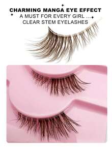 10 Pairs Brown Half-Eye False Eyelashes, Transparent Stem, Natural & Realistic, Enhance Eye Shape, Suitable For Daily Wear, Vacation, Halloween, Christmas, New Year And Other Occasions - Brown - View 5