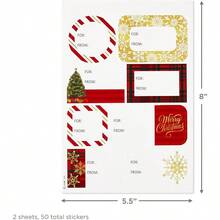 YQQ Hallmark Hojas de papel de regalo planas de Navidad papel de regalo rojo 12 hojas plegadas con sellos adhesivos rayas rojas blancas y doradas Papá Noel copos de nieve a cuadros1234 - RojoblancorayasdoradasPapNoelcoposdenieveacuadros - Ver 4