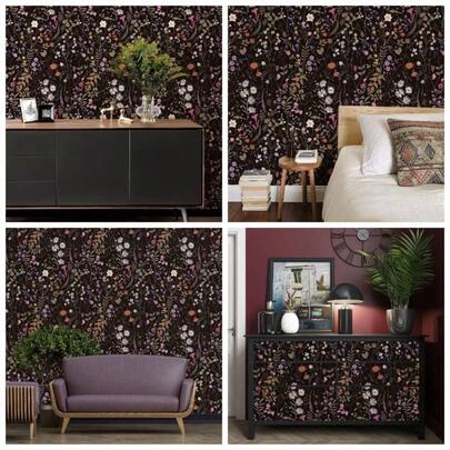 Floral Peel And Stick Wallpaper, Farm Floral Self - Adhesive Wallpaper, Daisy Flower Wallpaper, Darkl Removable Contact Paper Home Bedroom Kitchen Decor, 17.3 Inchx 78. Inch, CA. A06001J - 2