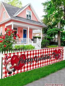 1pc Happy Valentine's Day Banner, 200x40cm Polyester Valentine's Day Outdoor Hanging Banner, Sweet Heart Gift Box & Gnome Pattern Welcome Sign, Happy Valentine's Day Party Supplies, Outside Fence Garage Garden Porch Backdrop Home Decor Wall Room Decor - Multicolor - View 9
