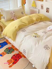 Bộ chăn ga gối 4 món (1 vỏ chăn + 1 ga trải giường + 2 vỏ gối) làm từ cotton in họa tiết lô hội, thiết kế chống trượt 360 độ, không chất làm trắng quang học, thân thiện với da, thấm hút mồ hôi tốt, mềm mại và mịn màng, bền, có thể giặt, chống phai màu, kháng khuẩn, dày dặn và ấm áp, phù hợp cho phòng ngủ, phòng khách, ký túc xá, cả gia đình, mọi mùa. - Con cừu nhỏ màu vàng, con cừu nhỏ màu vàng - Xem 6