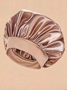 Women's Solid Color Wide Brim Elastic Polyester Satin Sleep Cap, Single Layer Soft Silk-Feel Hair Cap, Suitable For Curly Hair Night Care - Multicolor - View 10