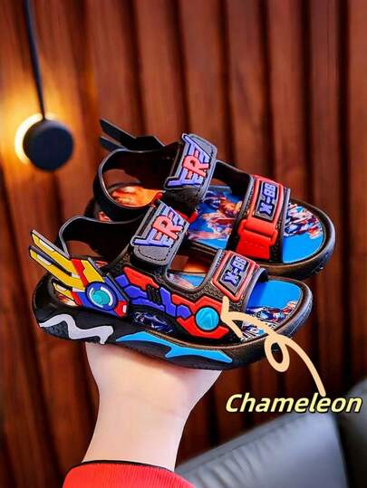 TEEOEC 2024年新款男童运动凉鞋，夏季防滑轻便时尚耐用软底小男孩沙滩鞋，幼儿和小童尺码