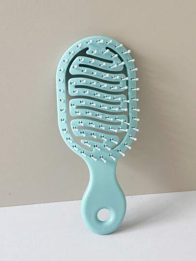 1把迷你镂空设计发梳，两用便携梳，女士夏季旅行必备单品（底部带孔，可DIY装饰）