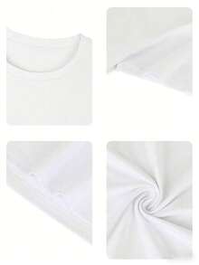 100% fibra de poliéster, 1 camiseta casual para hombre, Día de los Muertos, Pascua, Día de la Independencia, camiseta de cuello redondo de manga corta, longitud regular, adecuada para todas - Blanco - Ver 4
