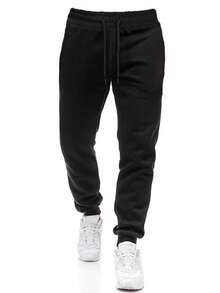 男士休闲保暖连帽衫和运动裤套装 - 深灰色 - 查看 3