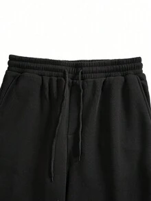 男士休闲保暖连帽衫和运动裤套装 - 深灰色 - 查看 4