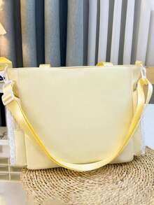 1 Stück Kawaii Spitze Rüschen Dekor Umhängetasche, elegant & raffinierter japanischer Stil, transparente Schicht Dekoration geeignet für Anime/Comic Conventions, große Kapazität Lässig Handtasche mit abnehmbarem verstellbarem Riemen - Gelb - Übersicht 10