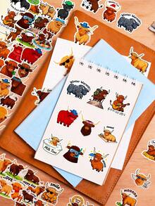 56 miếng dán hình gia súc vùng cao bằng nhựa vinyl thẩm mỹ dùng để dán sổ lưu niệm, nhật ký, máy tính xách tay, cản xe, ván trượt, bình nước, máy tính, điện thoại, phim hoạt hình, mũ bảo hiểm, nhãn dán và đề can ô tô - Nhiều màu - Xem 9