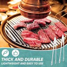 2pc Stainless Steel Food Tongs, Long Handle Non-Slip BBQ Tongs, Steak Tongs, Kitchen Cookware Accessory,BBQ Grill Tongs Barbecue Tongs For Cooking Portable Kitchenware Outdoor Steak Salad - 銀色 - 查看 4