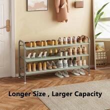 Shoe Rack 3 Tier Long Storage Organizer Wide Metal Shoe Shelf Closet Entryway Black - 3層+灰色 - 查看 4
